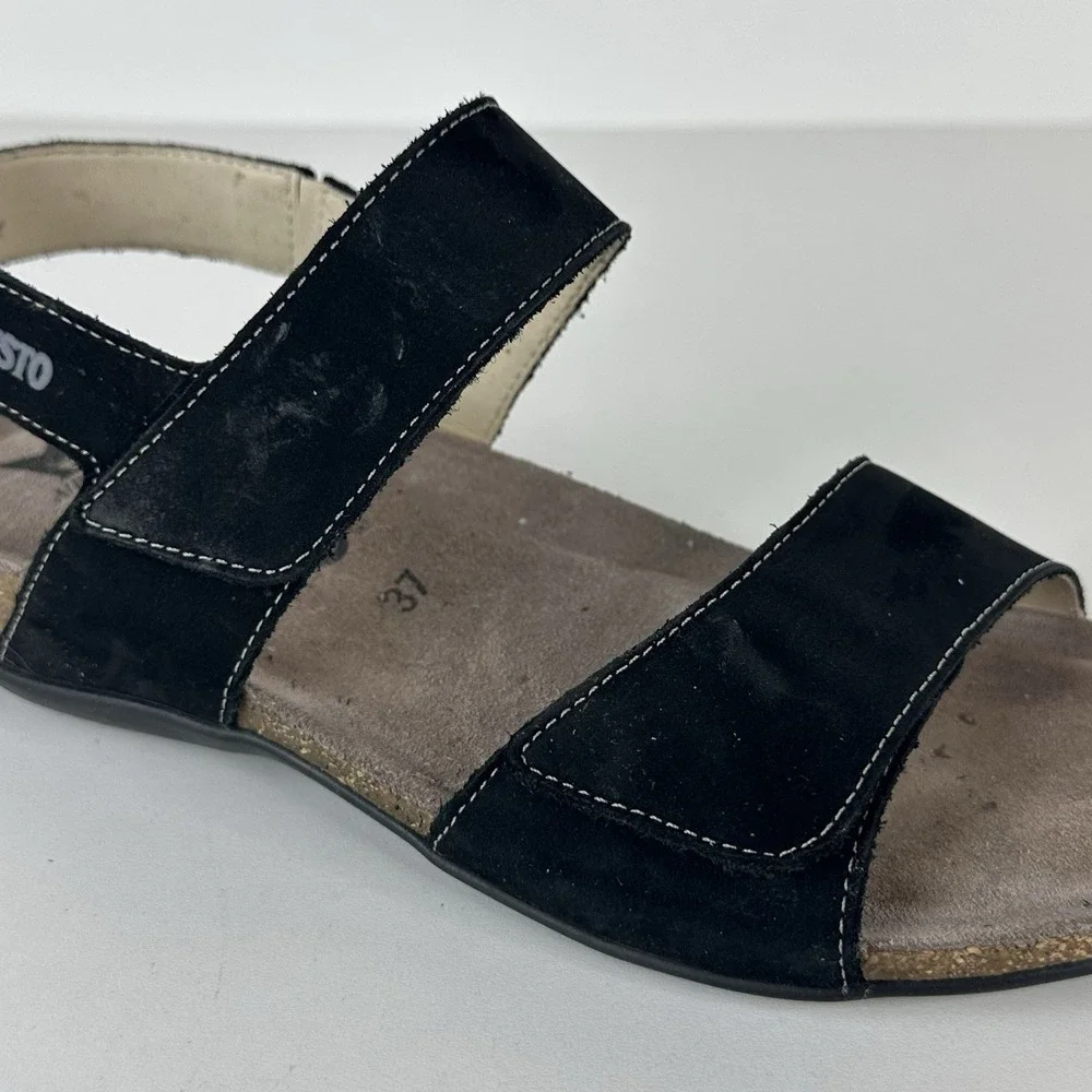 Mephisto Agave Black Bucksoft Anklestrap Comfort Sandal Women's EU‎ 37 US 7